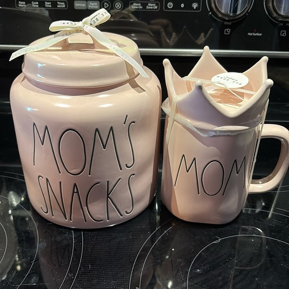 Rae Dunn Pink Mom’s Snacks Canister and Pink Mom Topper Mug - Picture 1 of 1